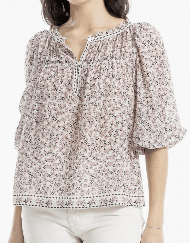 Tops with 3/4 Sleeve for Women Over 50 floral flowy fashion blogger tania stephens 